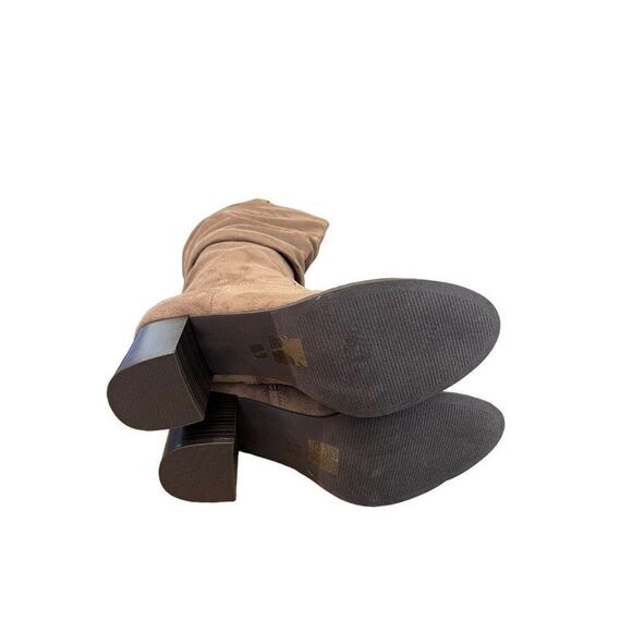 Women's Size 11 M Brown Tall Heeled Boots Pull On Slouchy Side Zip Faux Suede - Picture 5 of 6